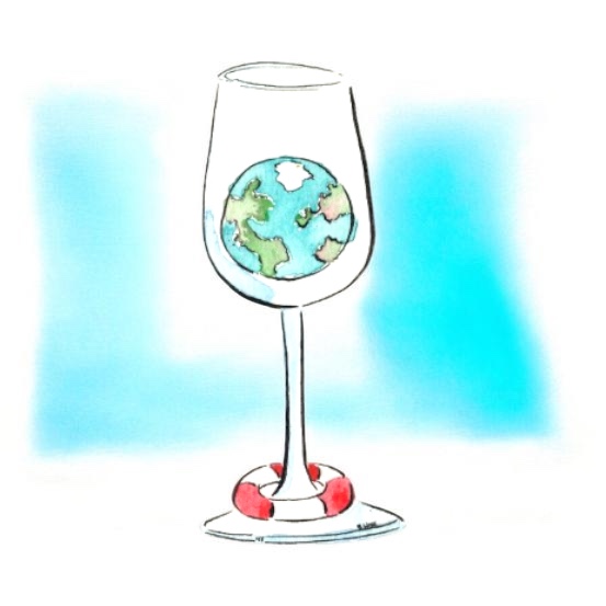 Wine glass with globe
