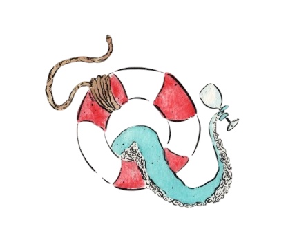 Octopus with life preserver